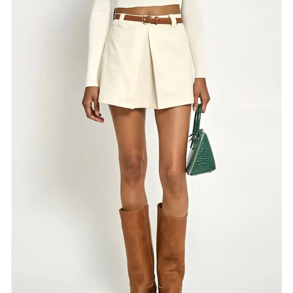 New $122 Kourt ecru skirt skort pleated size 2 - Picture 1 of 5